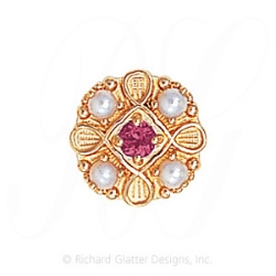 GS527 AMY/PL - 14 Karat Gold Slide with Amethyst center and Pearl accents 